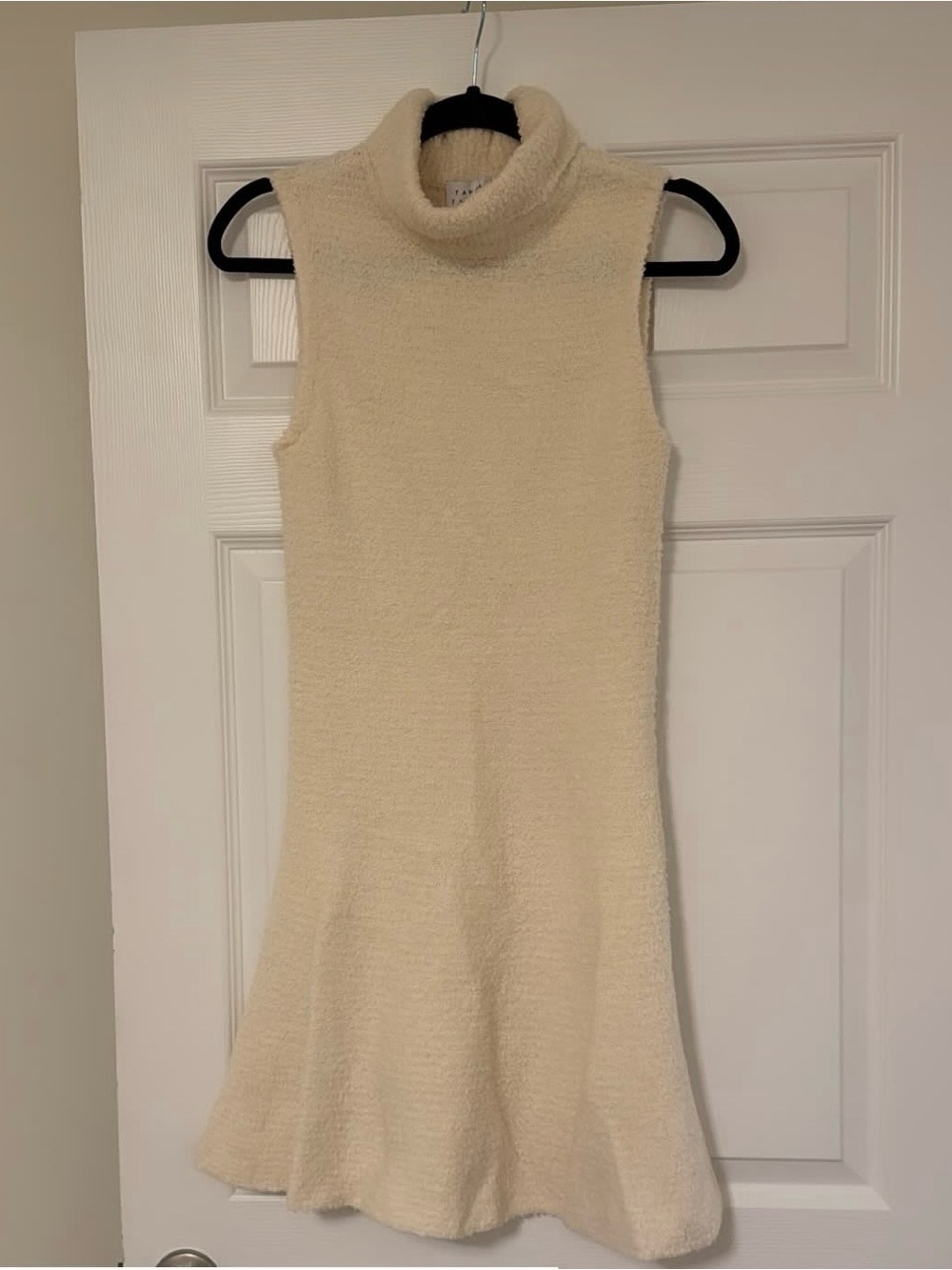 Tanya Taylor Cream Sleeveless Turtleneck A-Line Dress